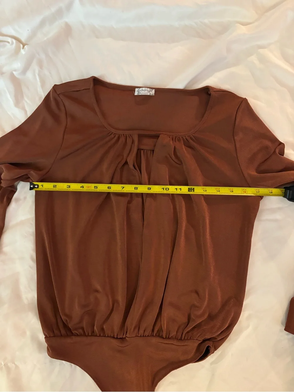 Free People Long-Sleeve Bodysuit in Brown Rust Color